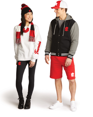 A young man and woman wearing sports apparel